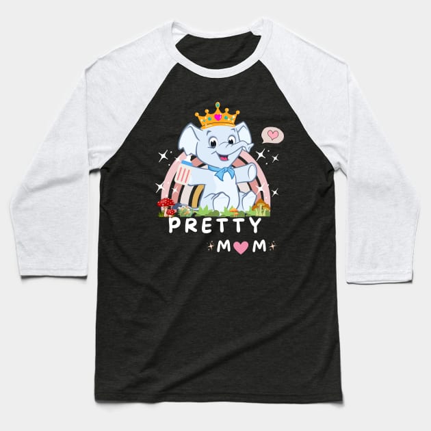 PRETTY AND STRONG MOM Baseball T-Shirt by HM design5